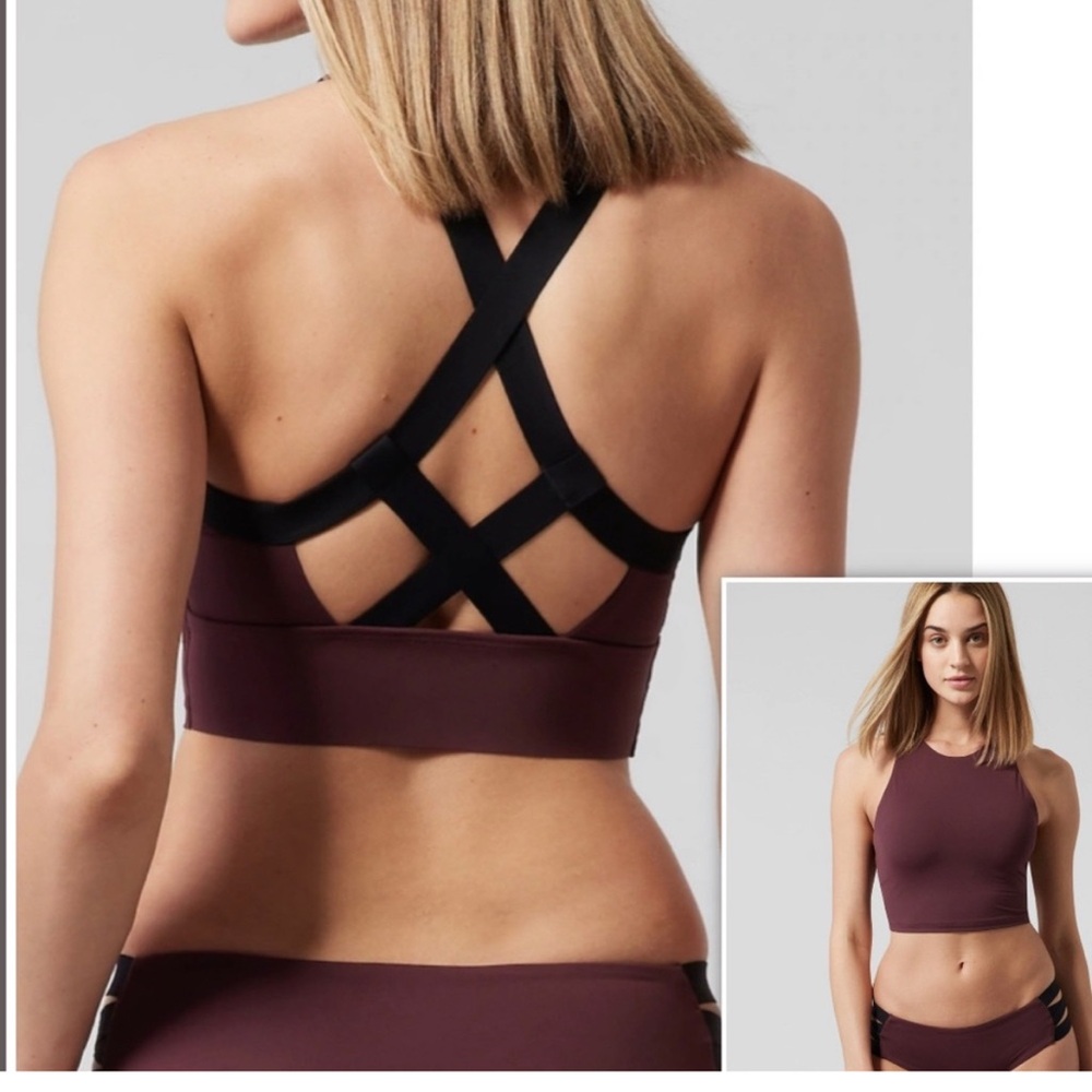 NWT ATHLETA Palm Conscious Crop Bikini Decadent chocolate